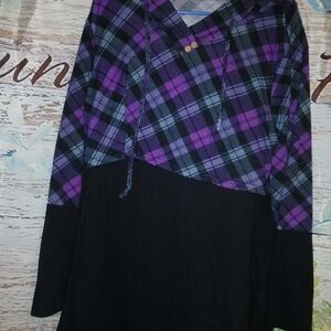 Plaid Purple and Black Women's Hoodie